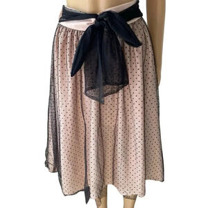 VTG Favorite Midi Skirt Women’s M-L Mesh Polka Dot Black Pink Fairy Whimsigoth